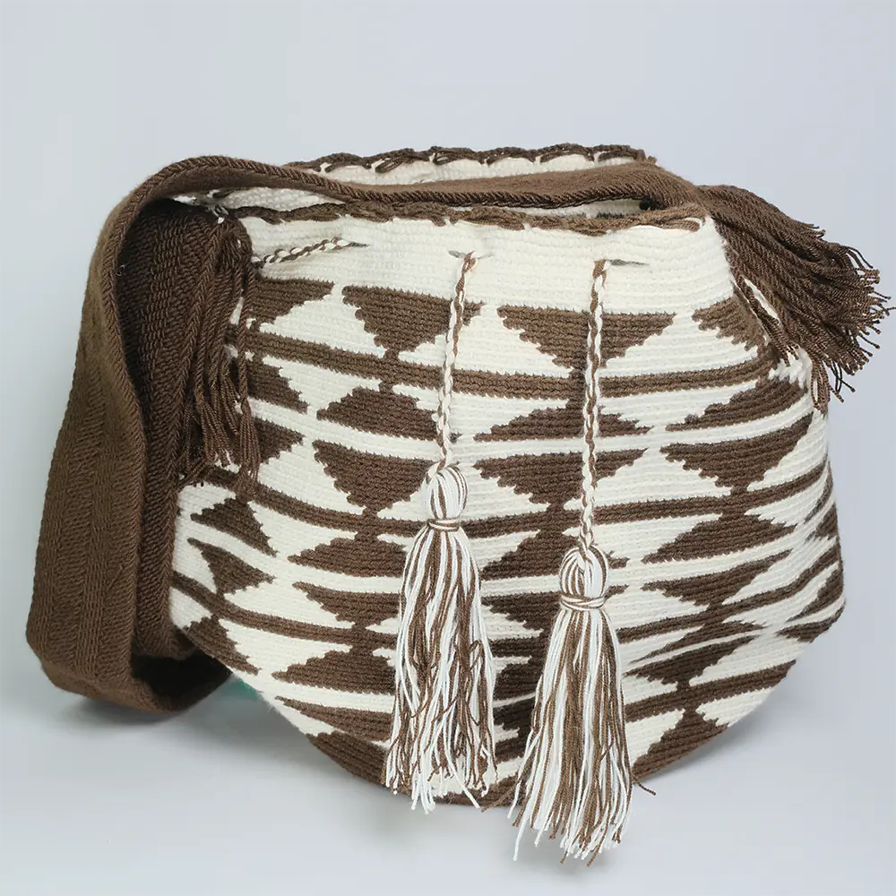 Bolso Wayuu Mocha Desert Tejido Artesanal Elegante G6-04