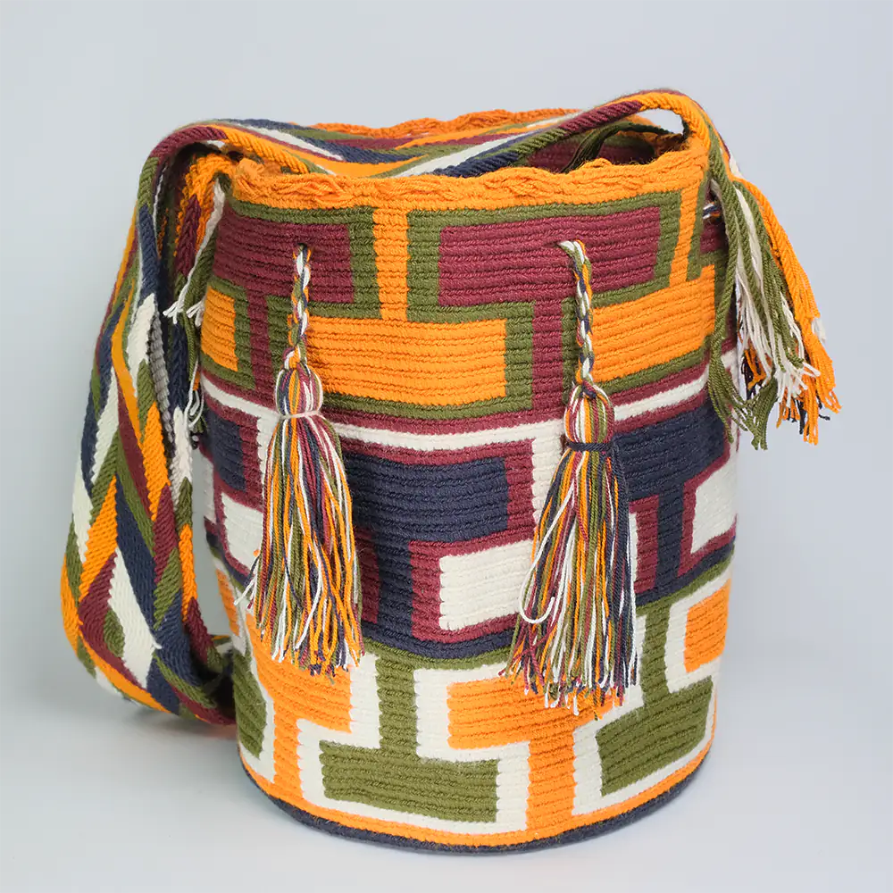 Bolso Wayuu Terra Mosaic Tejido Artesanal Elegante G6-07