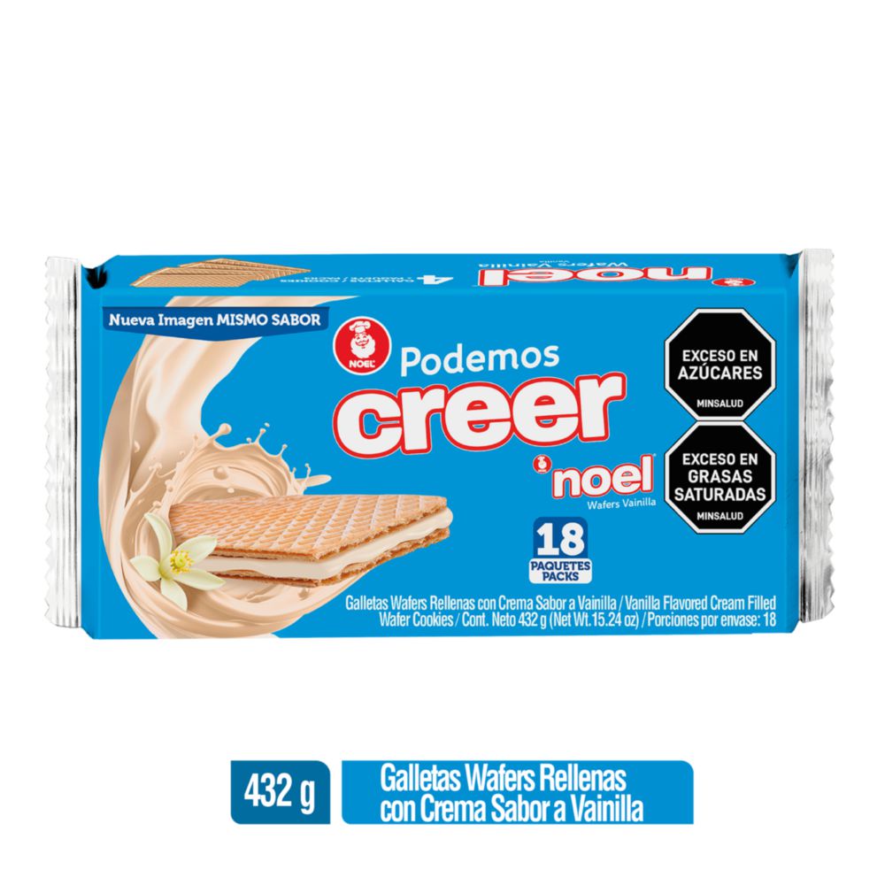 Galleta Wafer con Vainilla 18 unidades - 432g Snack