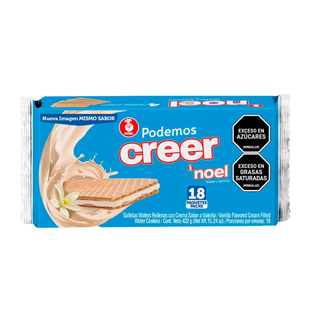 Galleta Wafer con Vainilla 18 unidades - 432g Snack