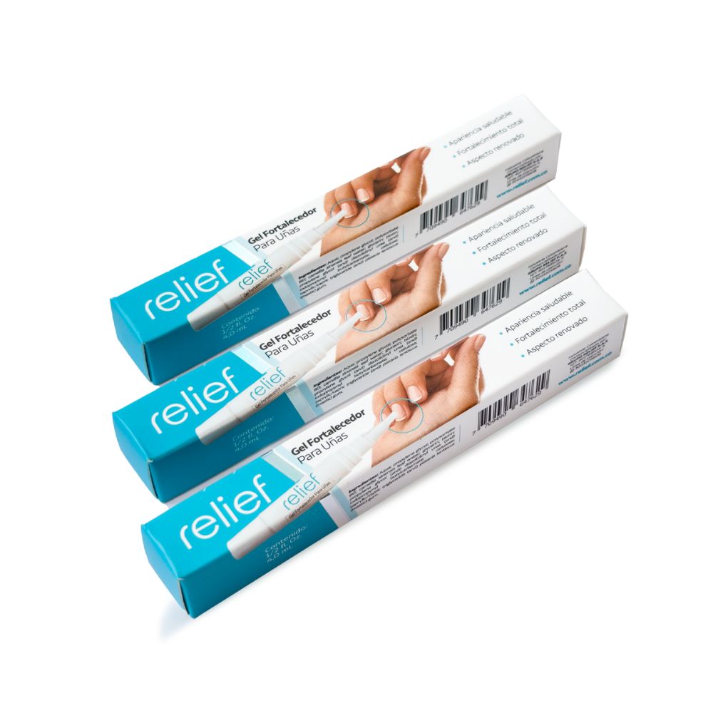 RELIEF GEL FORTALECEDOR DE UNAS - TRIPLE ACCION PROFESIONAL 4.0ml (3 pack)