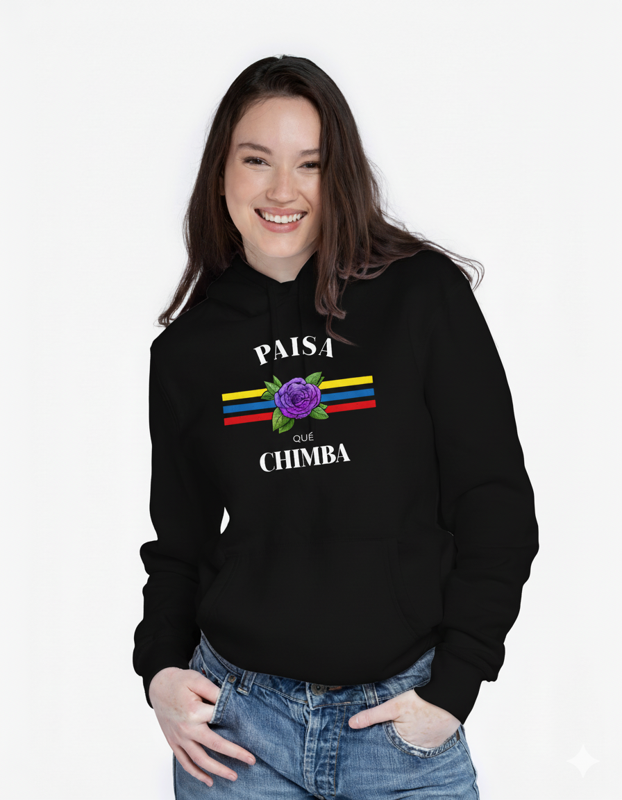 Hoodie “Paisa Qué Chimba – Flor & Tricolor”
