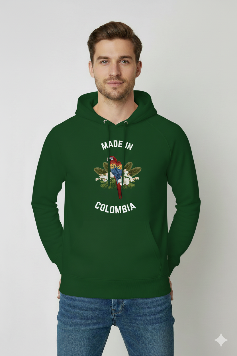 Hoodie “Made in Colombia – Macaw Crest”
