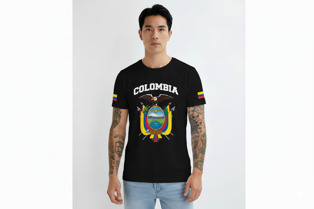 Camiseta Básica “Colombia Escudo + Banderas”