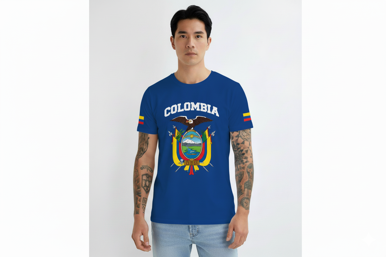 Camiseta Básica “Colombia Escudo + Banderas”