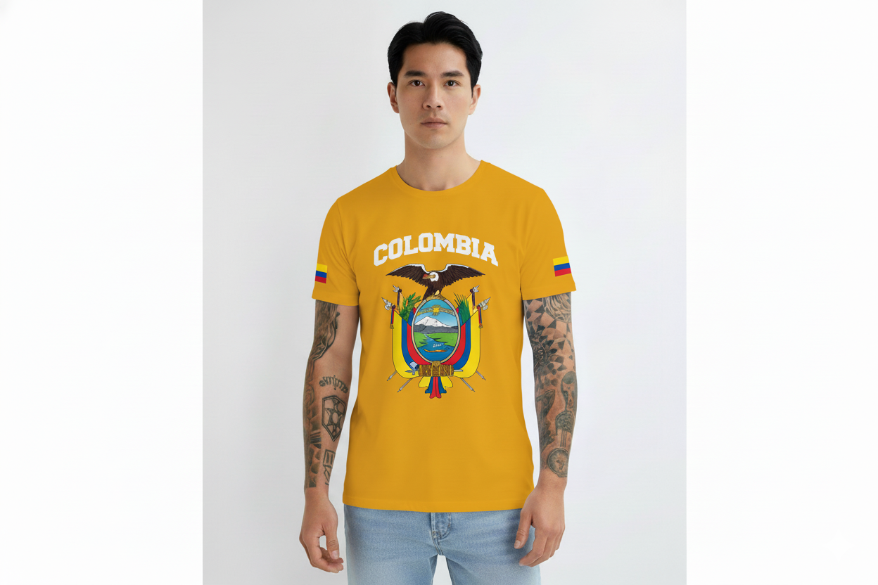 Camiseta Básica “Colombia Escudo + Banderas”