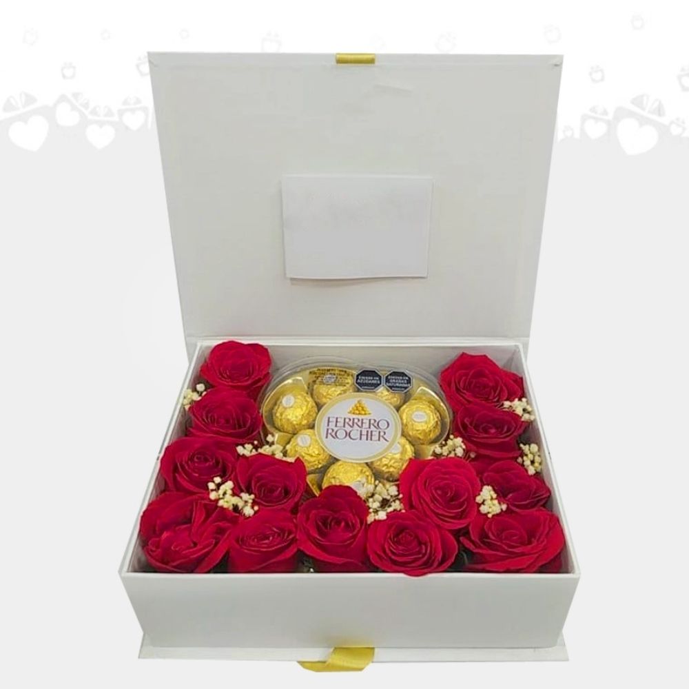 Caja de Rosas y Chocolates Ferrero Rocher - Domicilio En Bogota