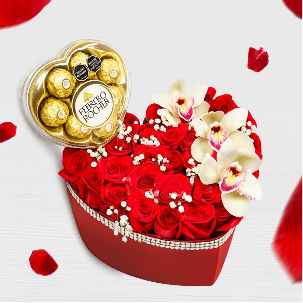 Corazon Con Rosas Y Chocolates - Domicilio En Bogota