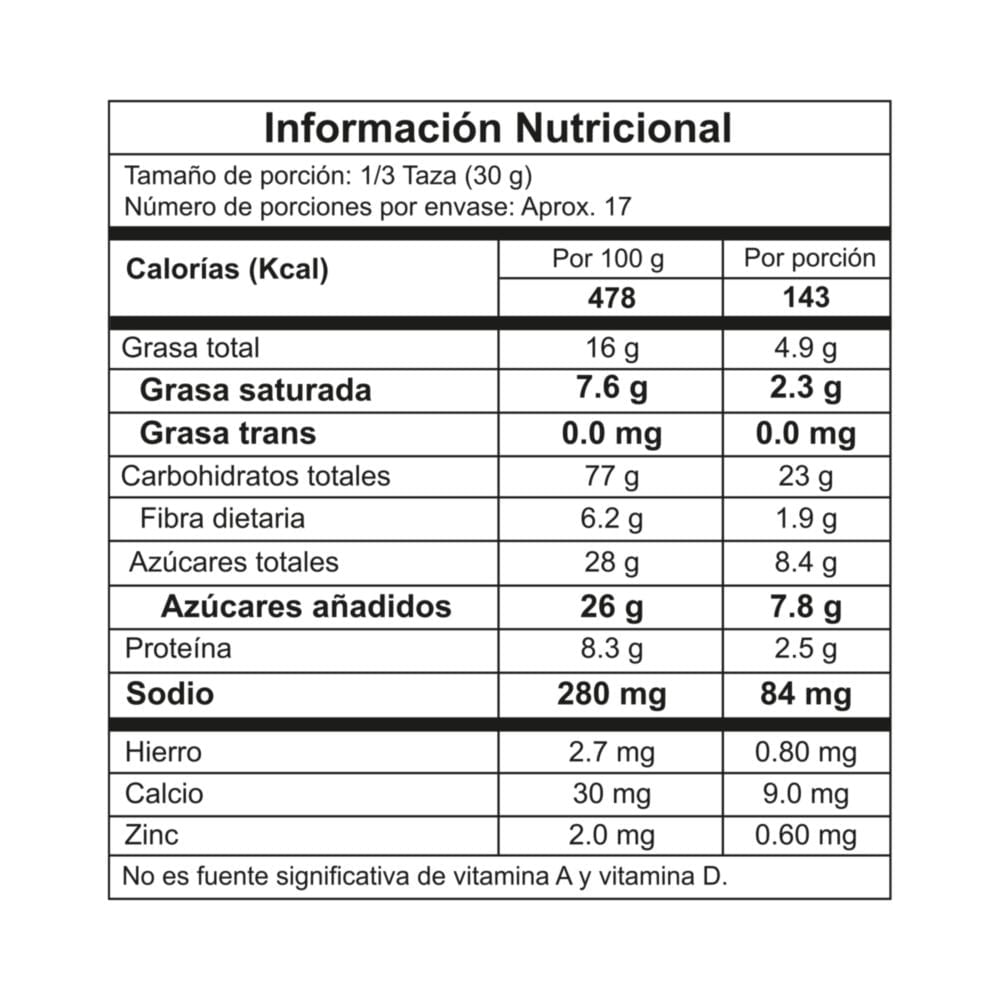 Cereal Tosh De Chocolate semi amargo Nutresa x 500 gr