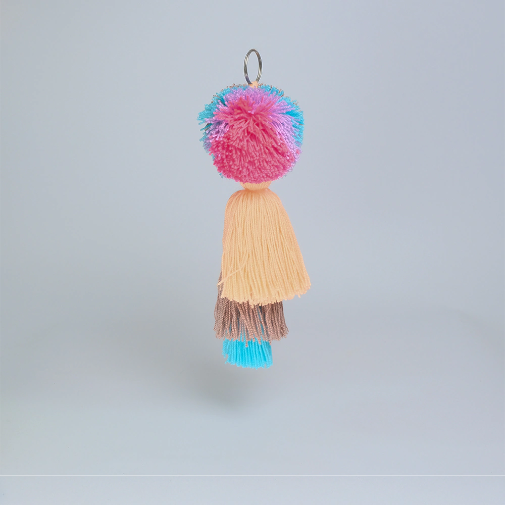 Llavero Peach Sky con Pompon y Borlas Multicolor H3-03
