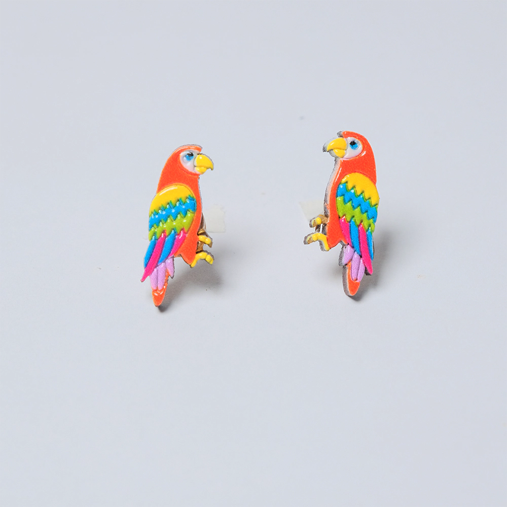 Aretes de Madera Tropical Parrot Multicolor H5-01