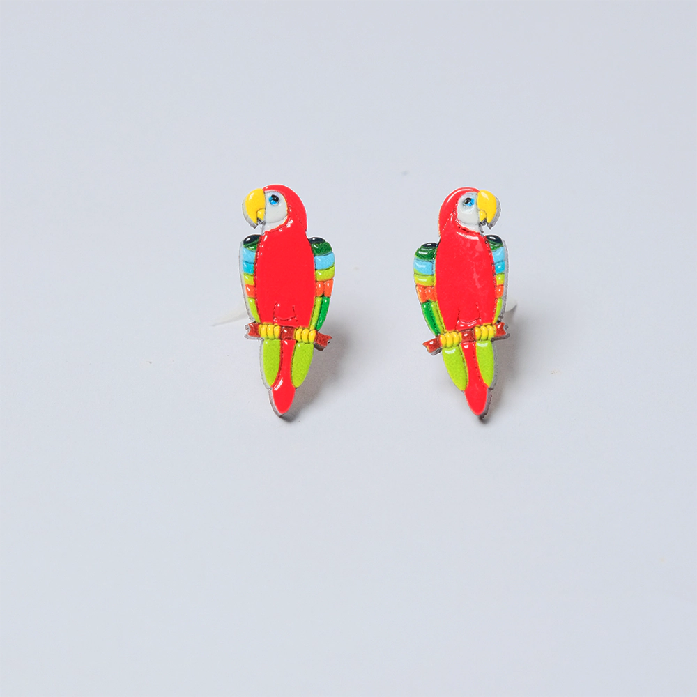Aretes de Madera Scarlet Parrot Multicolor H5-07