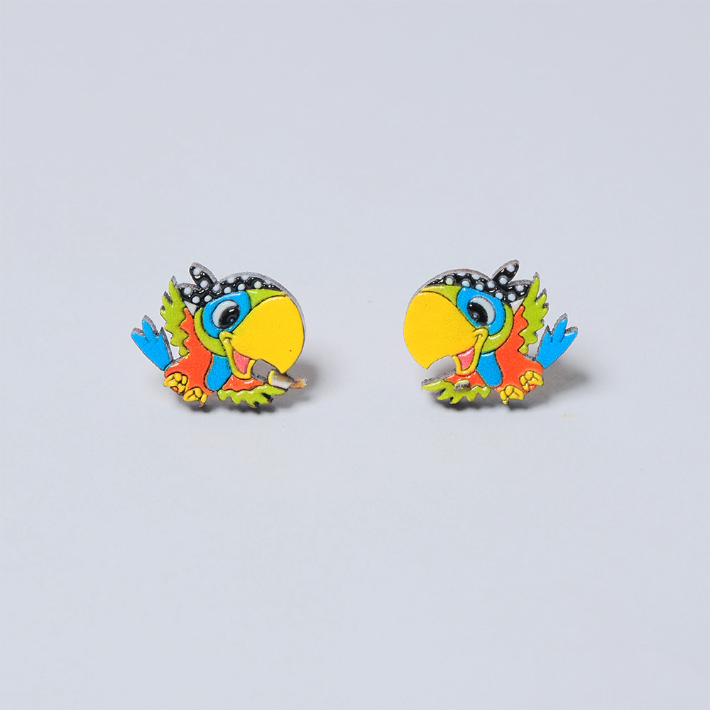 Aretes de Madera Tropical Toucan Multicolor H5-09