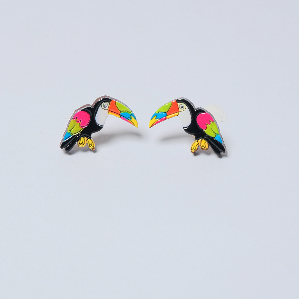 Aretes de Madera Rainbow Toucan Multicolor H5-10
