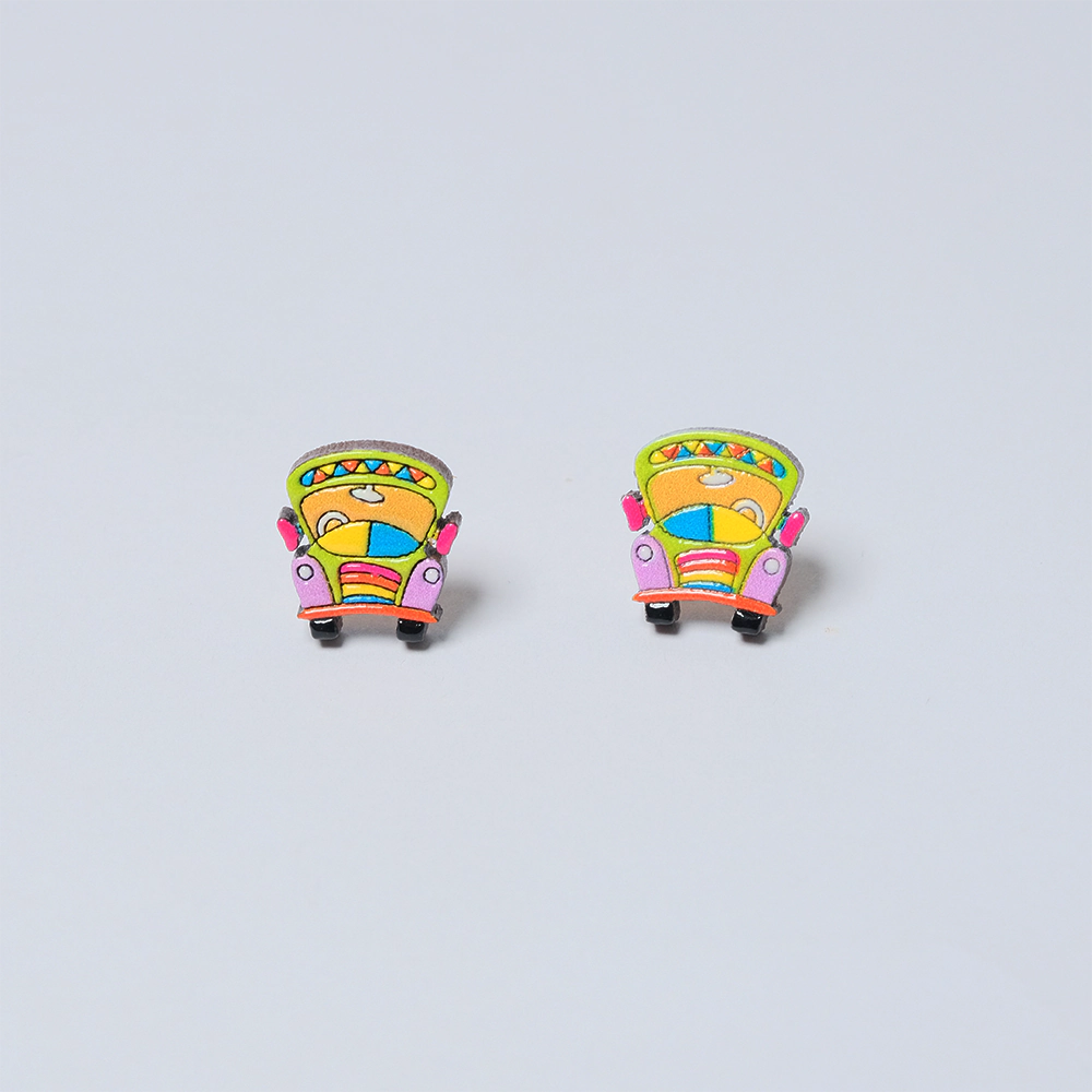 Aretes de Madera Colorful Chiva Front Multicolor H5-12