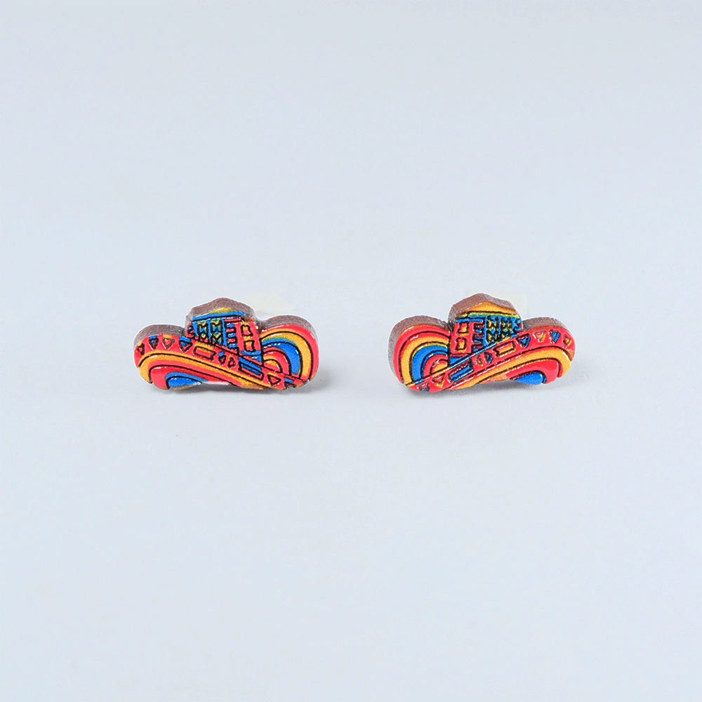 Aretes de Madera Sunset Sombrero Multicolor H5-14