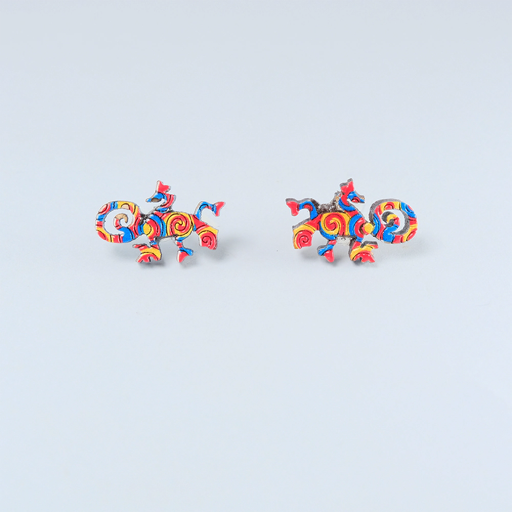 Aretes de Madera Rainbow Lizard Multicolor H5-16