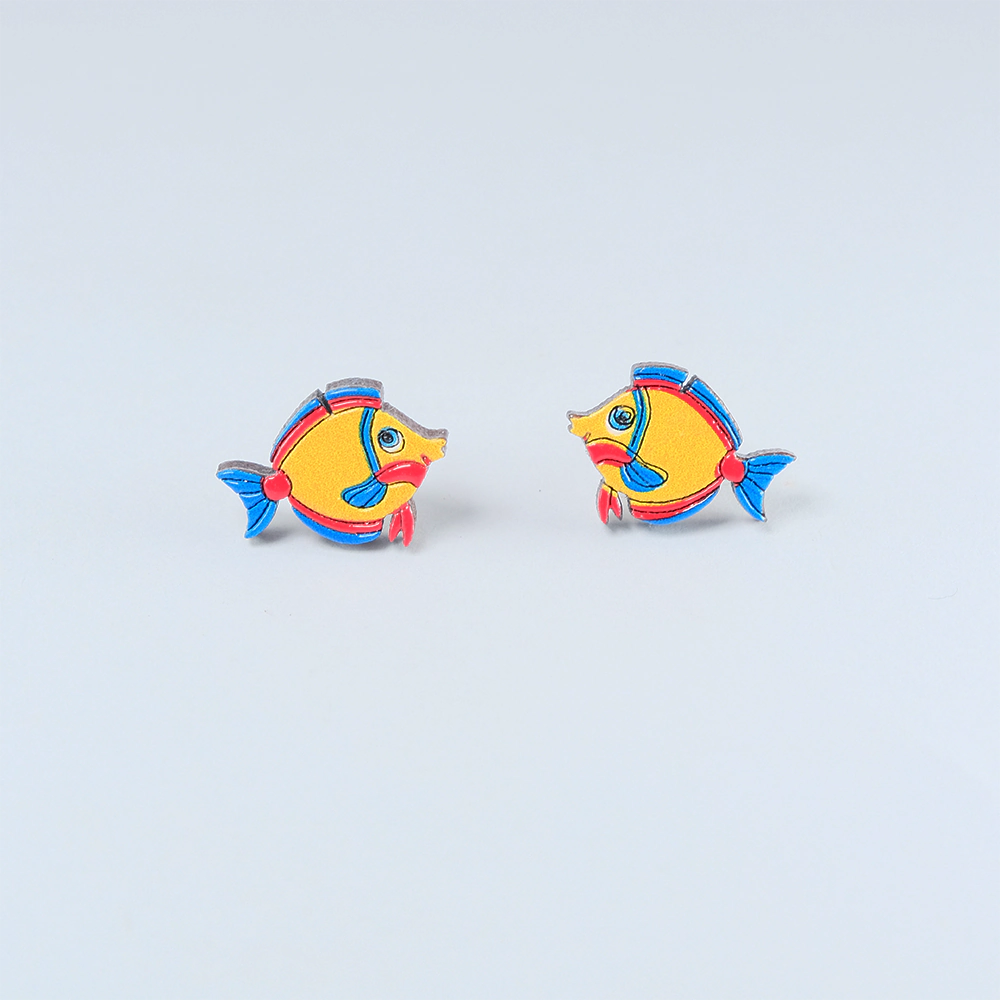 Aretes de Madera Tropical Fish Multicolor H5-17