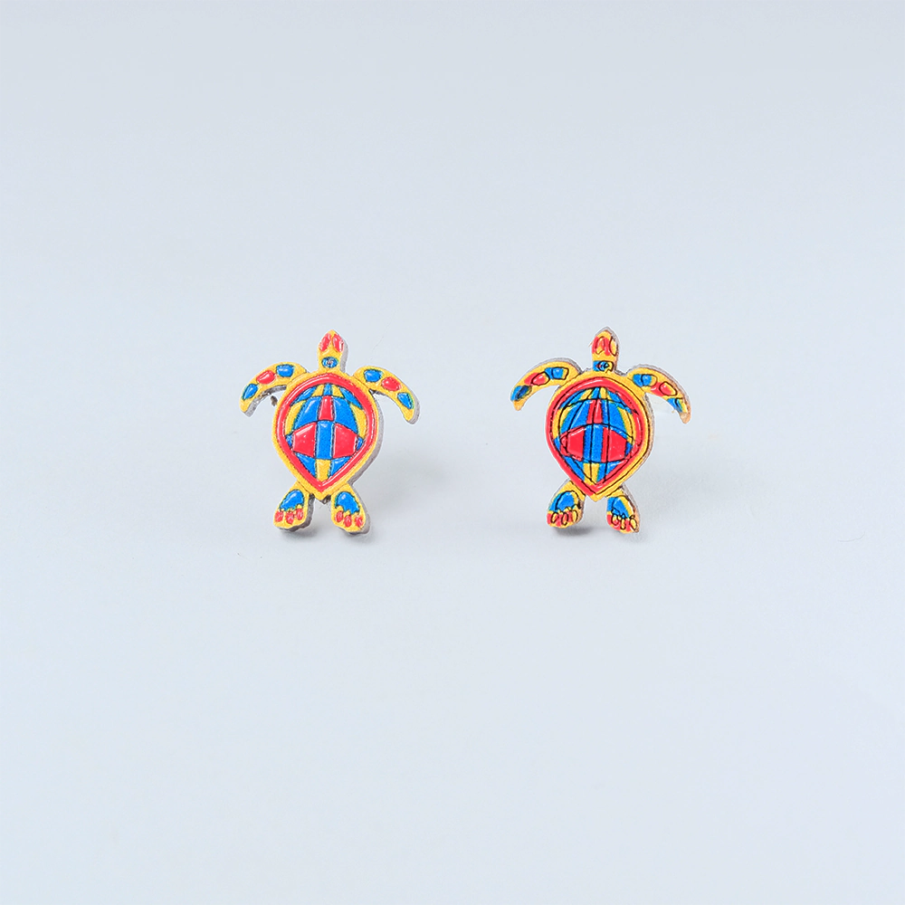 Aretes de Madera Sea Turtle Multicolor H5-18