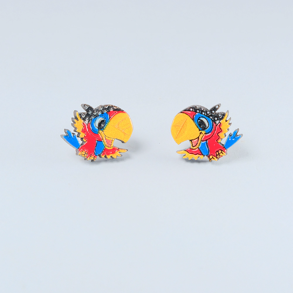 Aretes de Madera Scarlet Toucan Multicolor H5-19