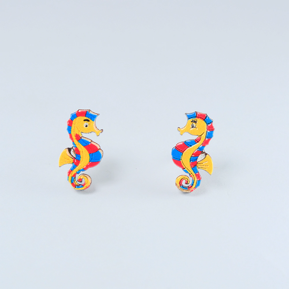 Aretes de Madera Ocean Seahorse Multicolor H5-22