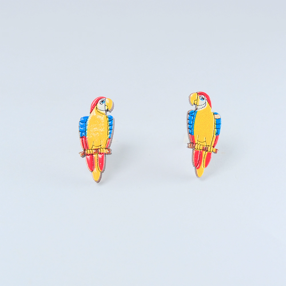 Aretes de Madera Golden Macaw Multicolor H5-23