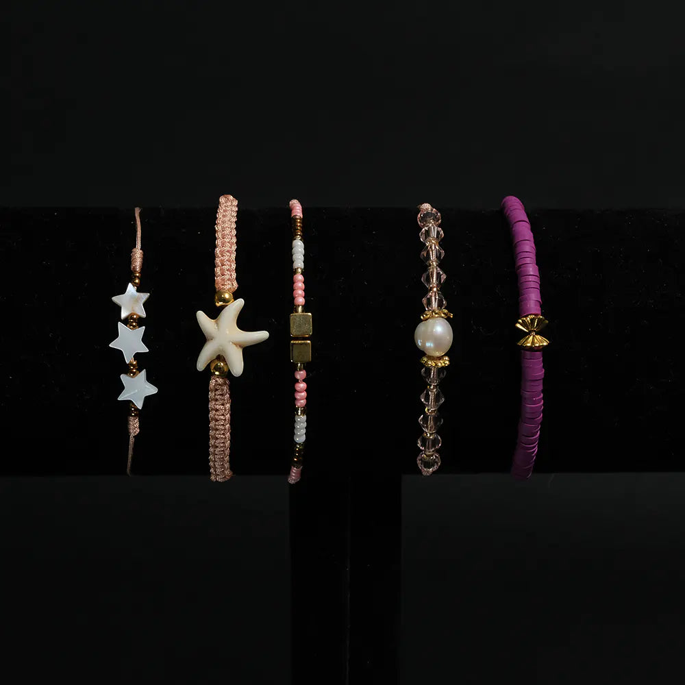 Set de Pulseras Pink Ocean Glow Boho Chic H6-05