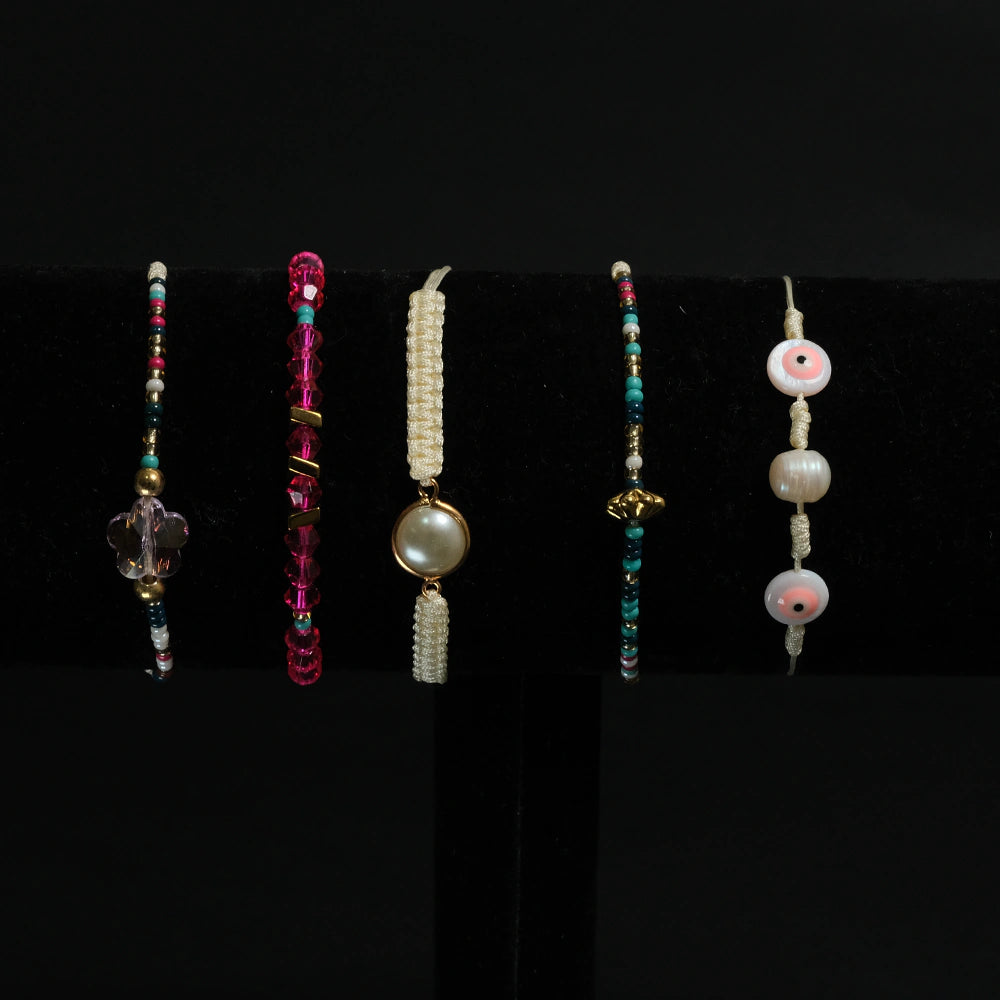 Set de Pulseras Fuchsia Pearl Charm Boho Chic H6-08