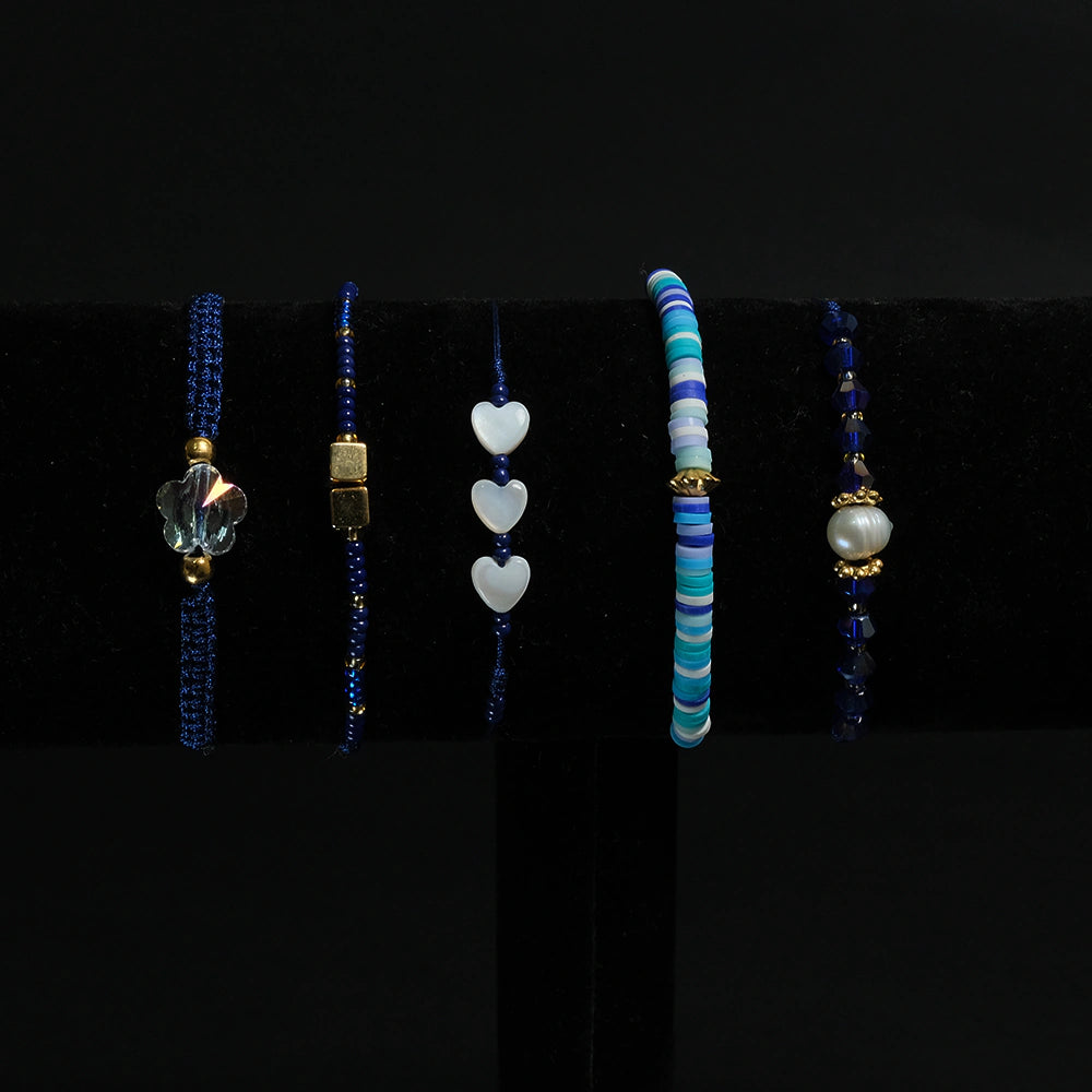 Set de Pulseras Ocean Blue Heart Boho Chic H6-09
