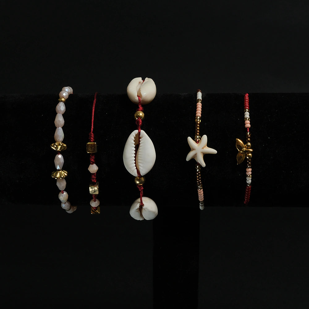 Set de Pulseras Coral Shell Charm Boho Chic H6-15