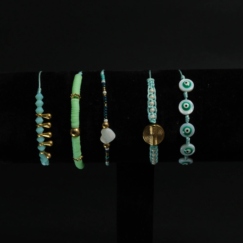 Set de Pulseras Mint Evil Eye Boho Chic H6-18
