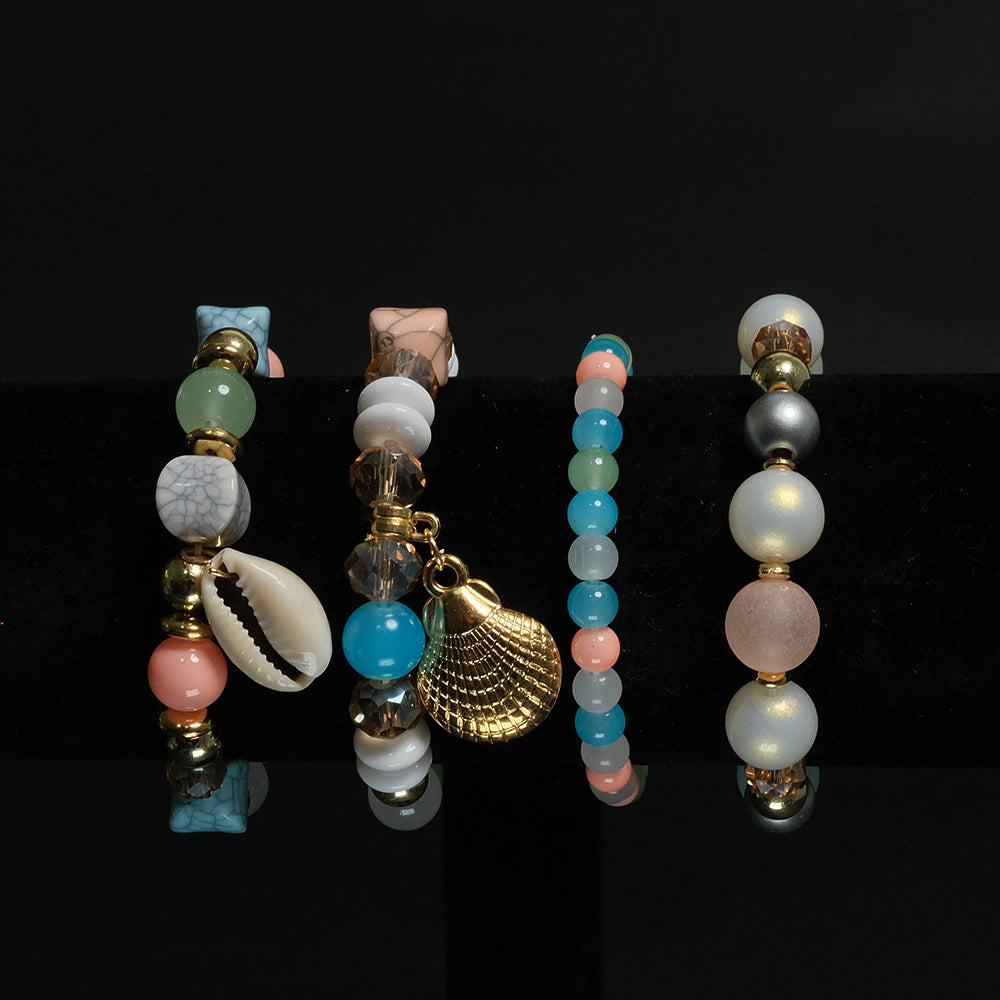 Set de Pulseras Pastel Shell Charm Boho Chic H7-04