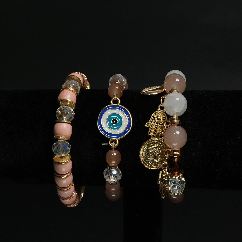 Set de Pulseras Blush Evil Eye Charm Boho Chic H7-05