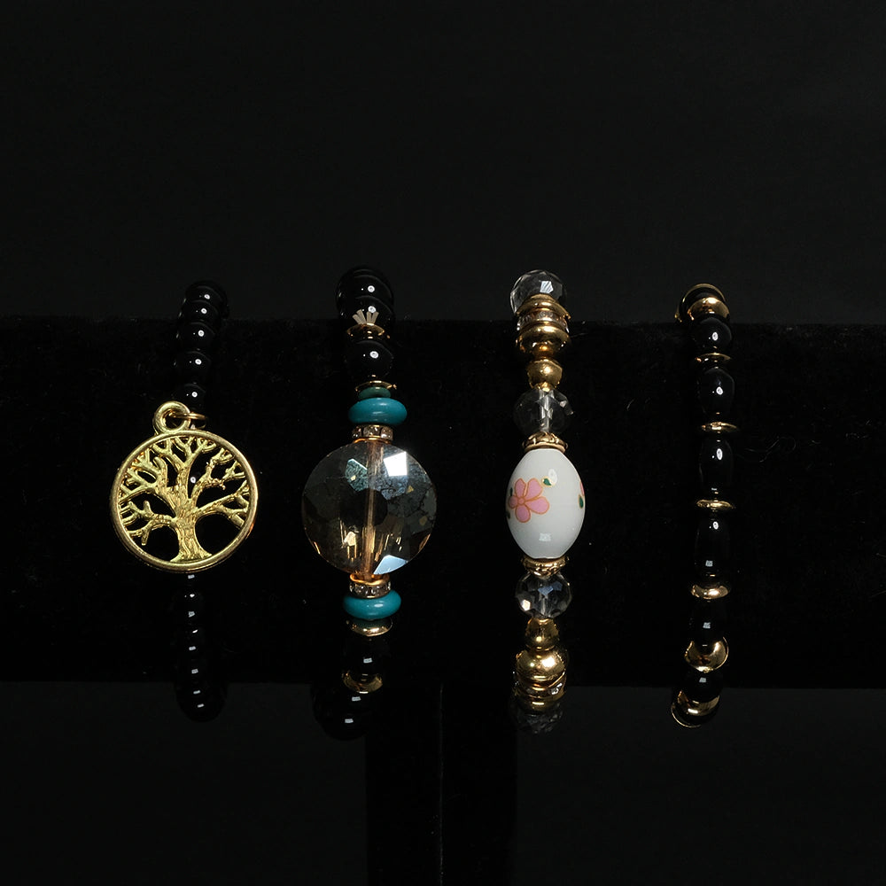 Set de Pulseras Midnight Bloom Boho Chic H7-08