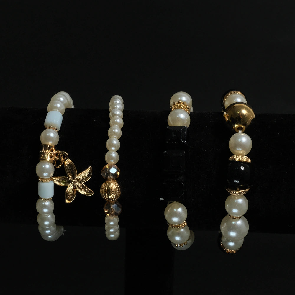 Set de Pulseras Pearl Noir Charm Boho Chic H8-02