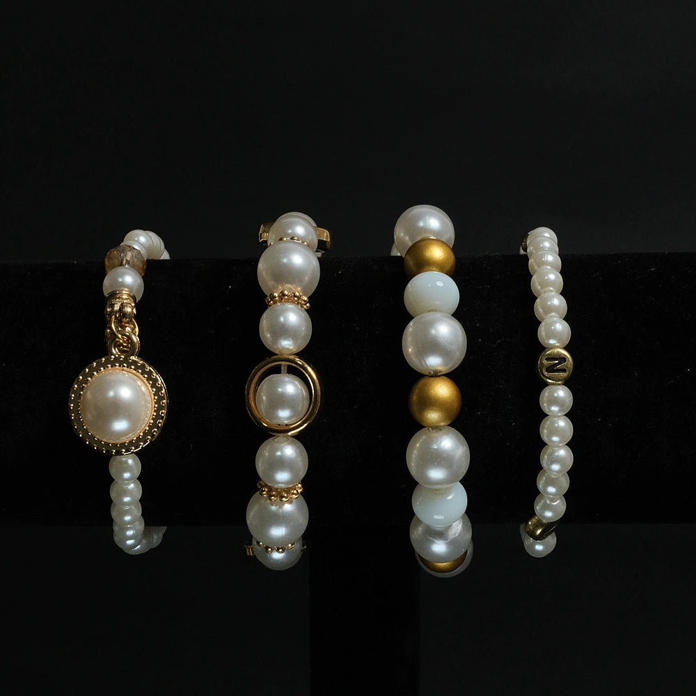Set de Pulseras Pearl Gold Elegance Boho Chic H8-04