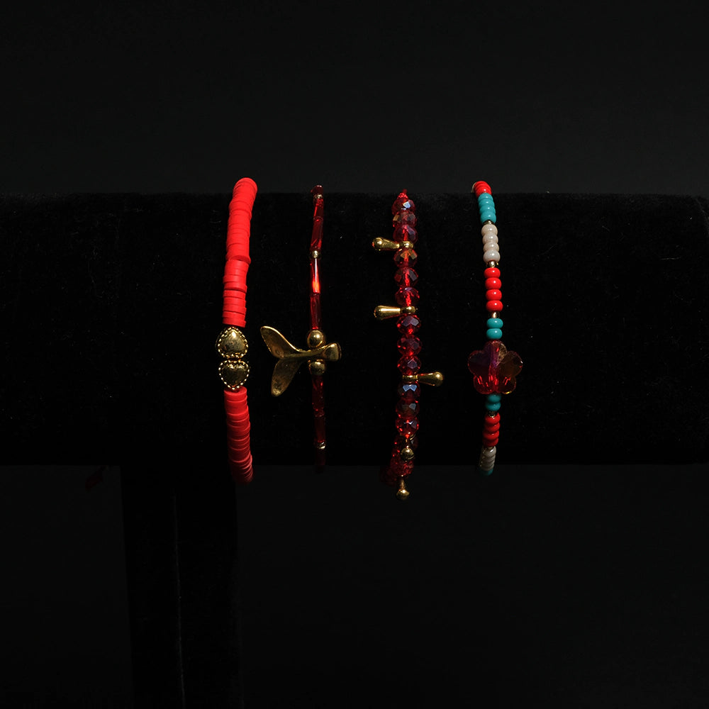 Set de Aretes y Pulsera Aurelia Flor Dorada H9-01