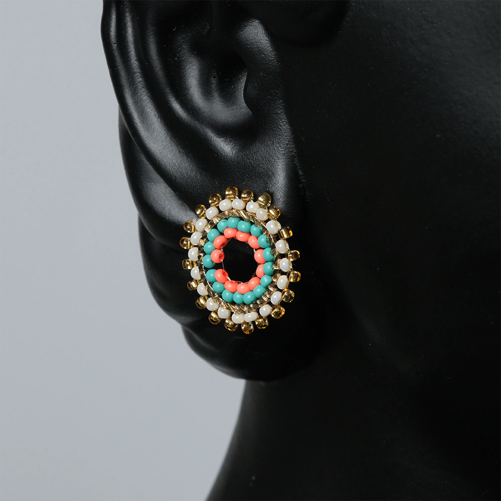 Set de Pulsera y Aretes de Cuentas – Coral y Turquesa Vibrante H9-03