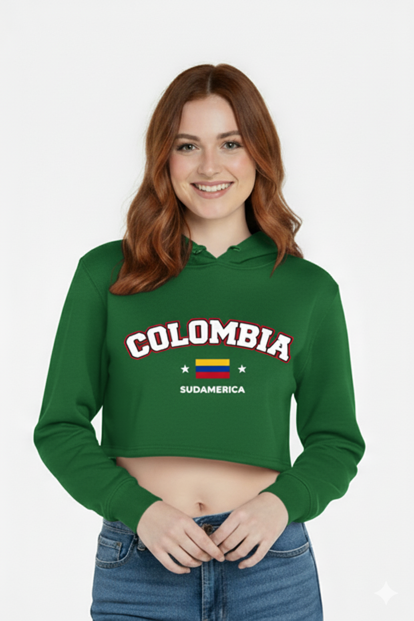 Hoodie Crop “Colombia Campus”