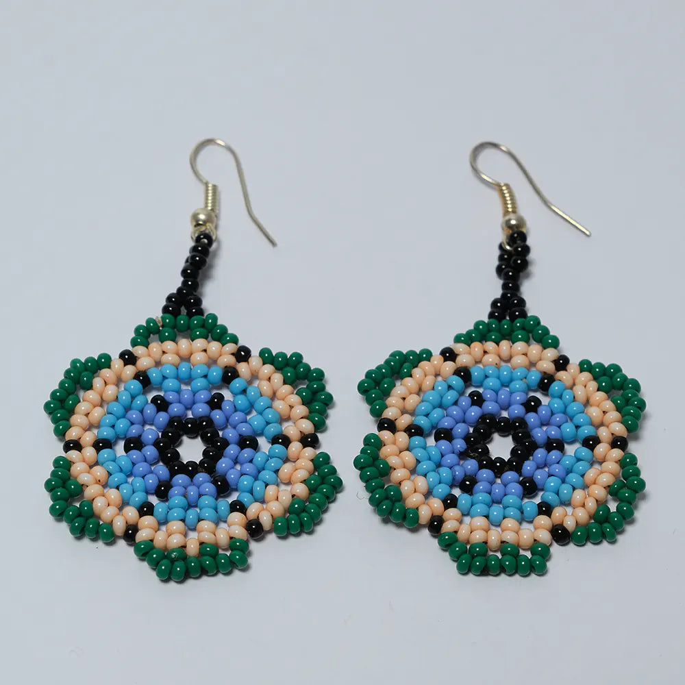 Aretes Mandala Esmeralda de Mostacilla I7-04