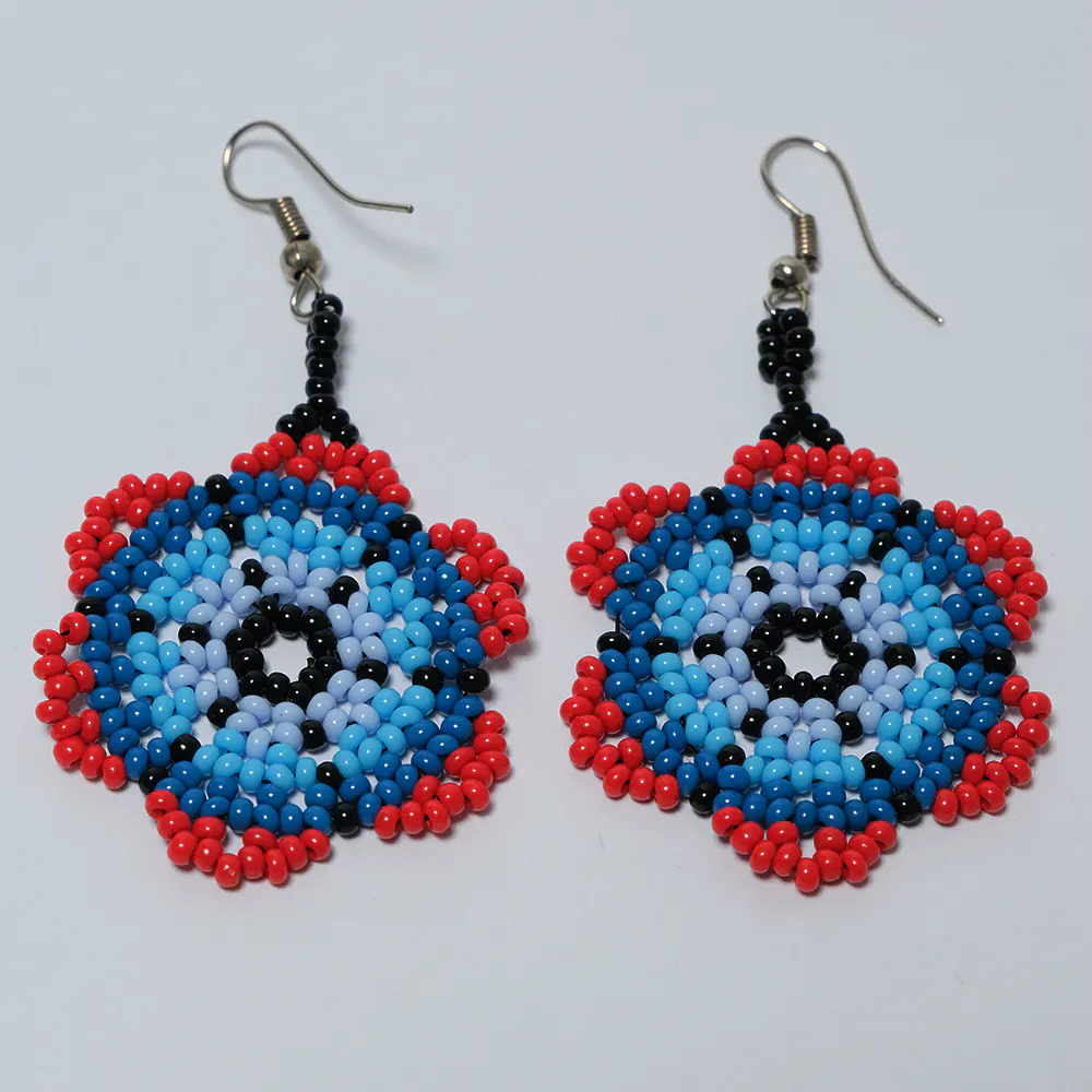 Aretes Mandala Blue Coral de Mostacilla I7-09