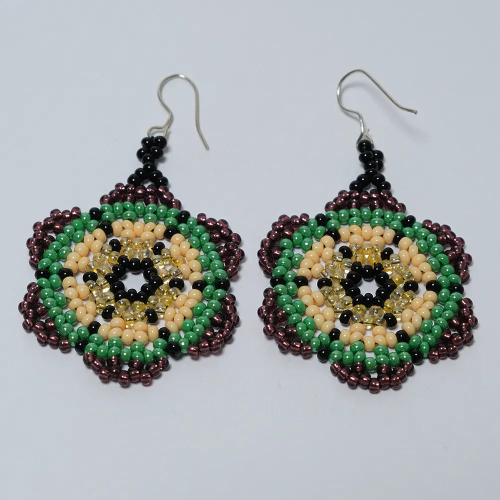 Aretes Mandala Emerald Gold de Mostacilla I7-11