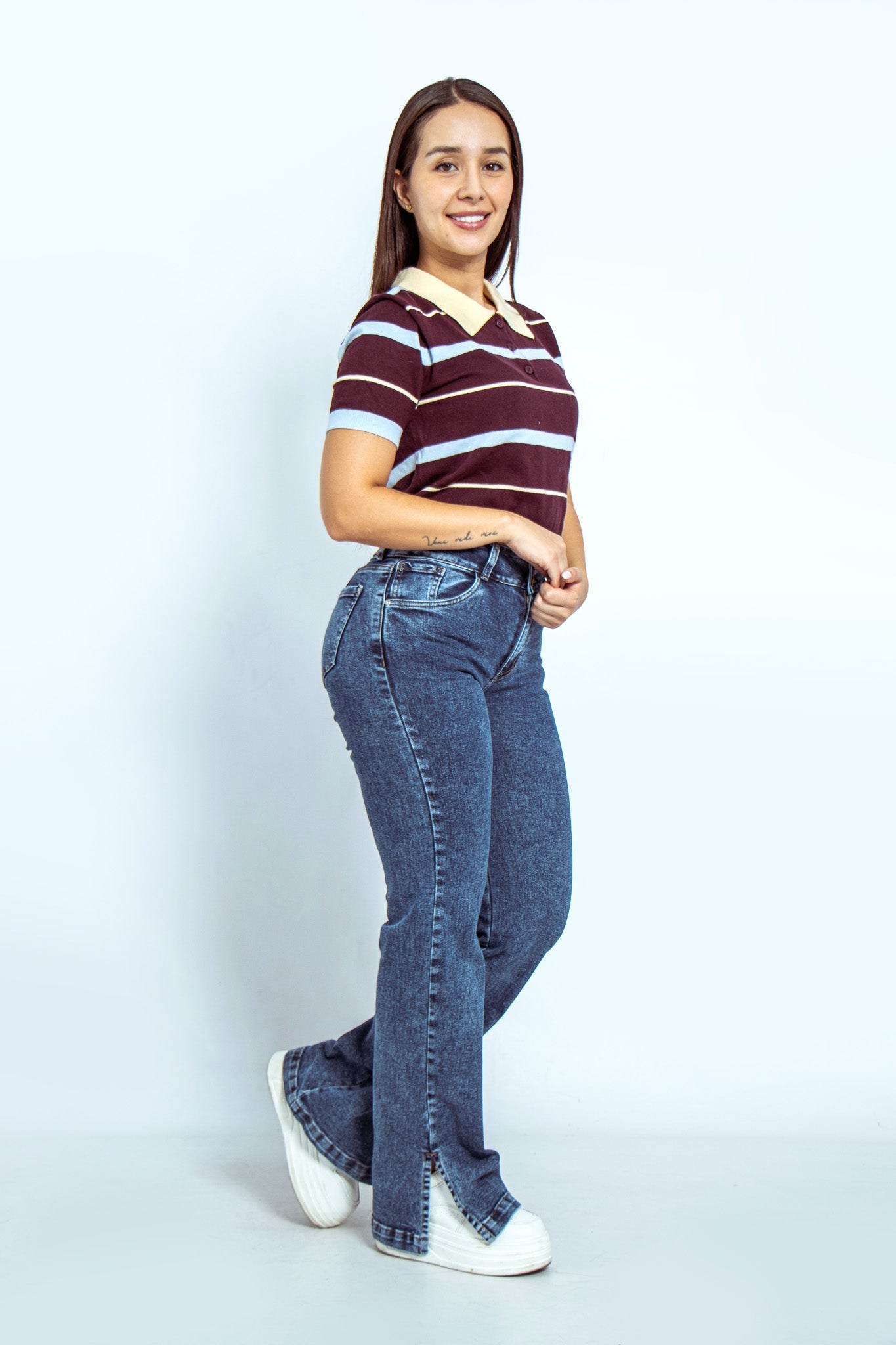 Joy Staz Colombian Jeans Clasico Pierna Recta con Slit Inferior 116011 Jeans Colombianos
