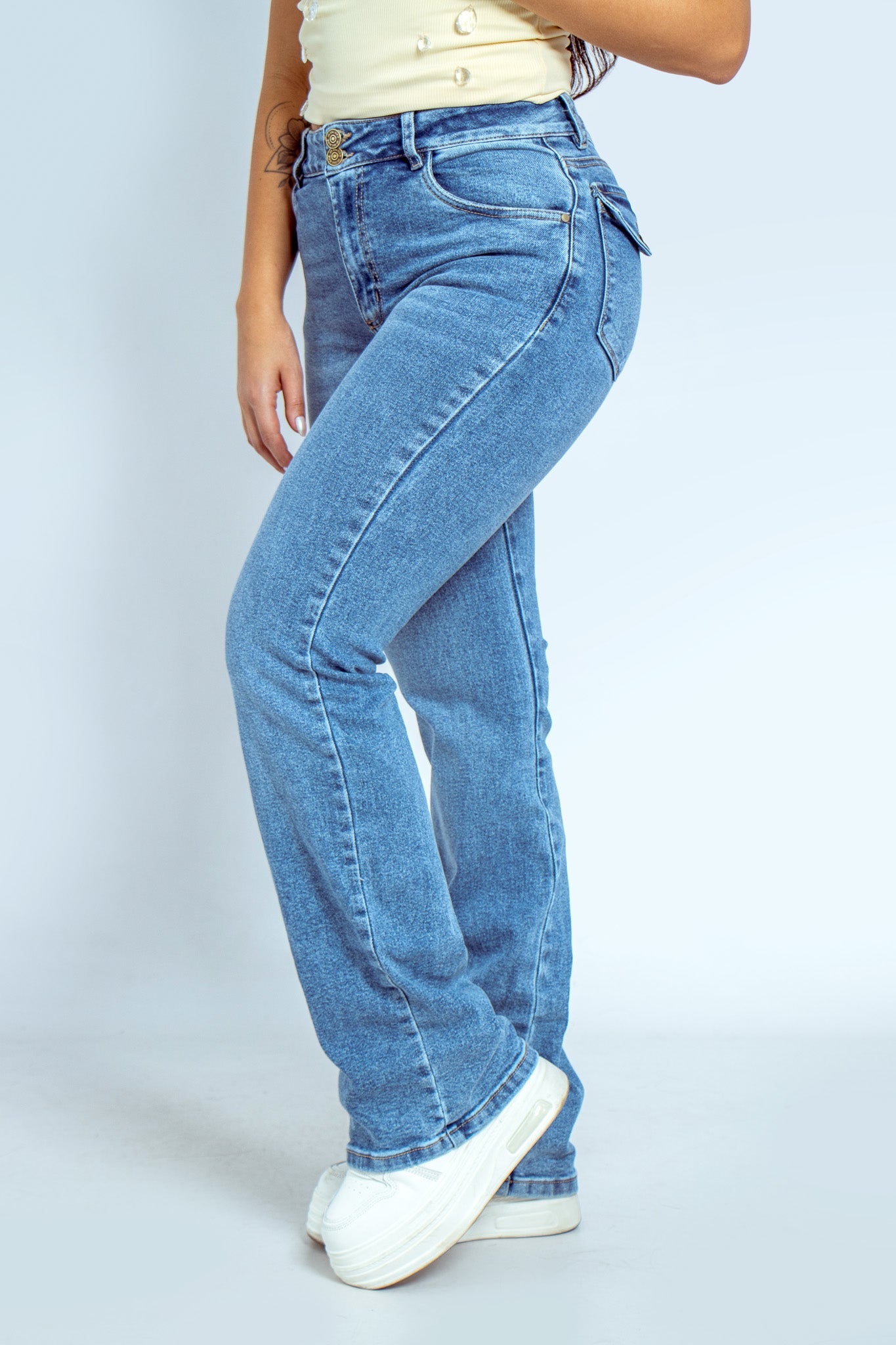 Joy Staz Colombian Jeans Bota Recta Azul Medio 116010 Jeans Colombianos