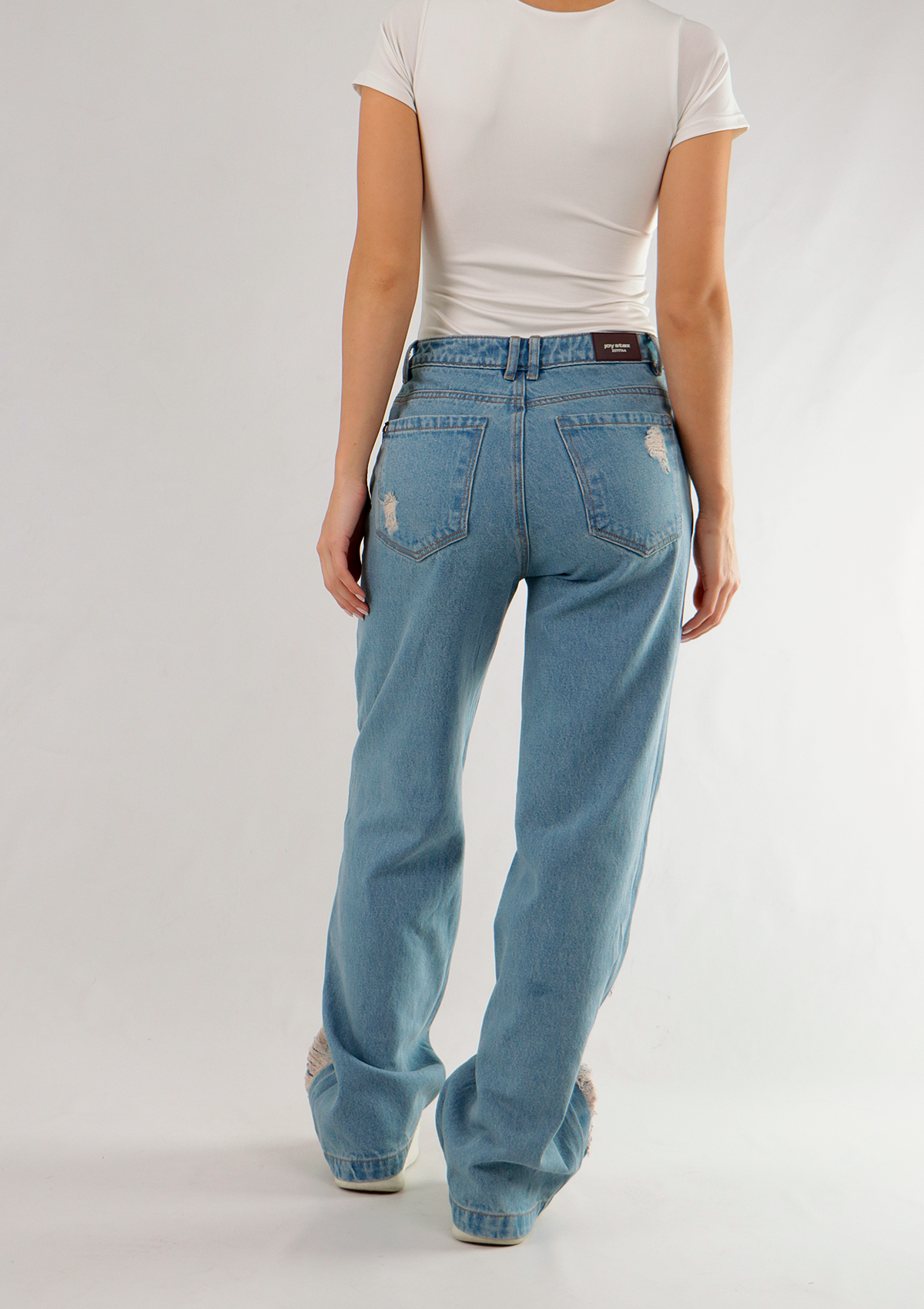 Joy Staz Colombian Jeans Pantalon Wide Leg Estilo Destroyed - Jean Azul Claro Levanta Cola Ref. 715051 Jean Colombiano