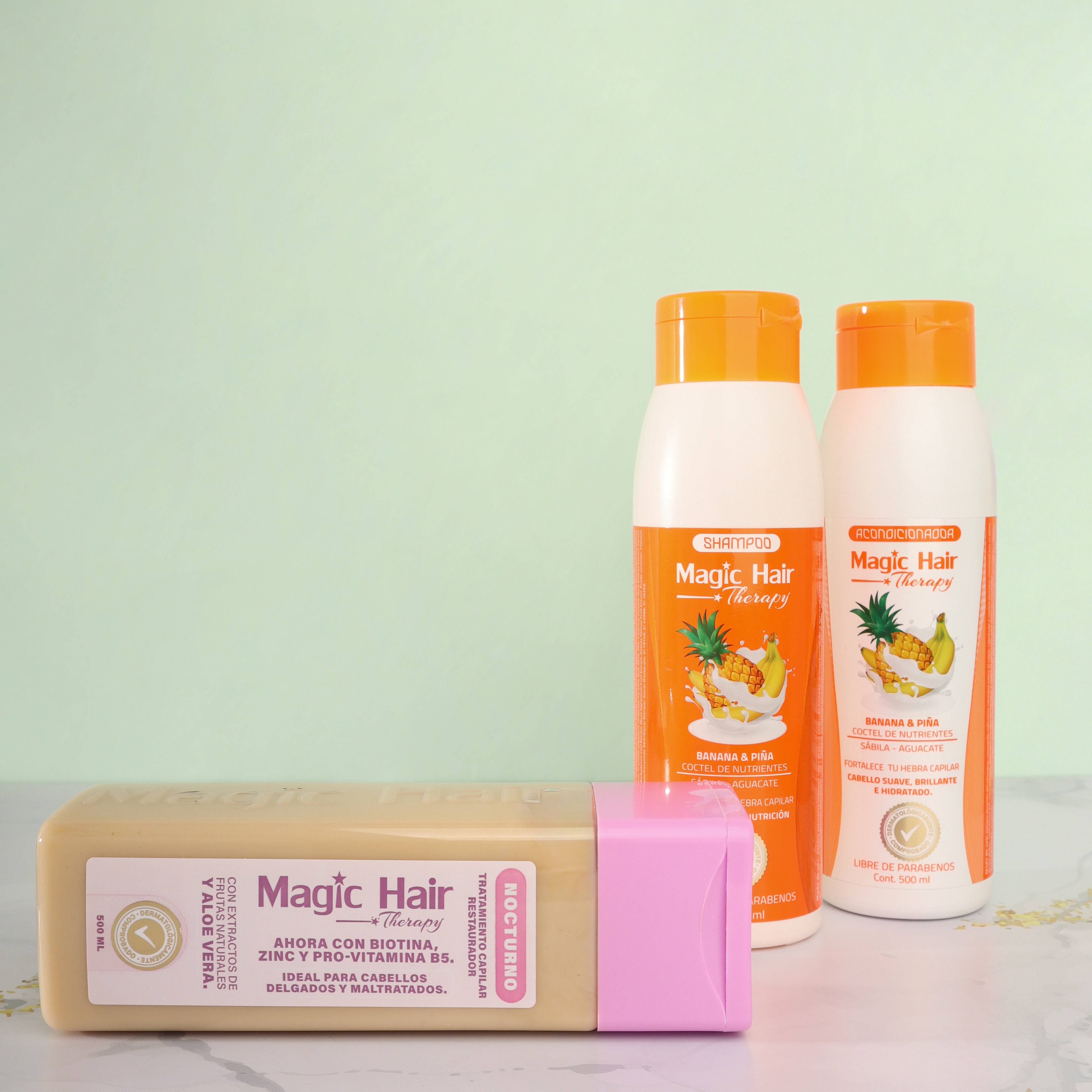 Magic Hair Kit Anti-Hair Loss Shampoo and Conditioner Banana and Pineapple Repair and Nutrition + Night Hair Treatment (3 pack) (Copy)