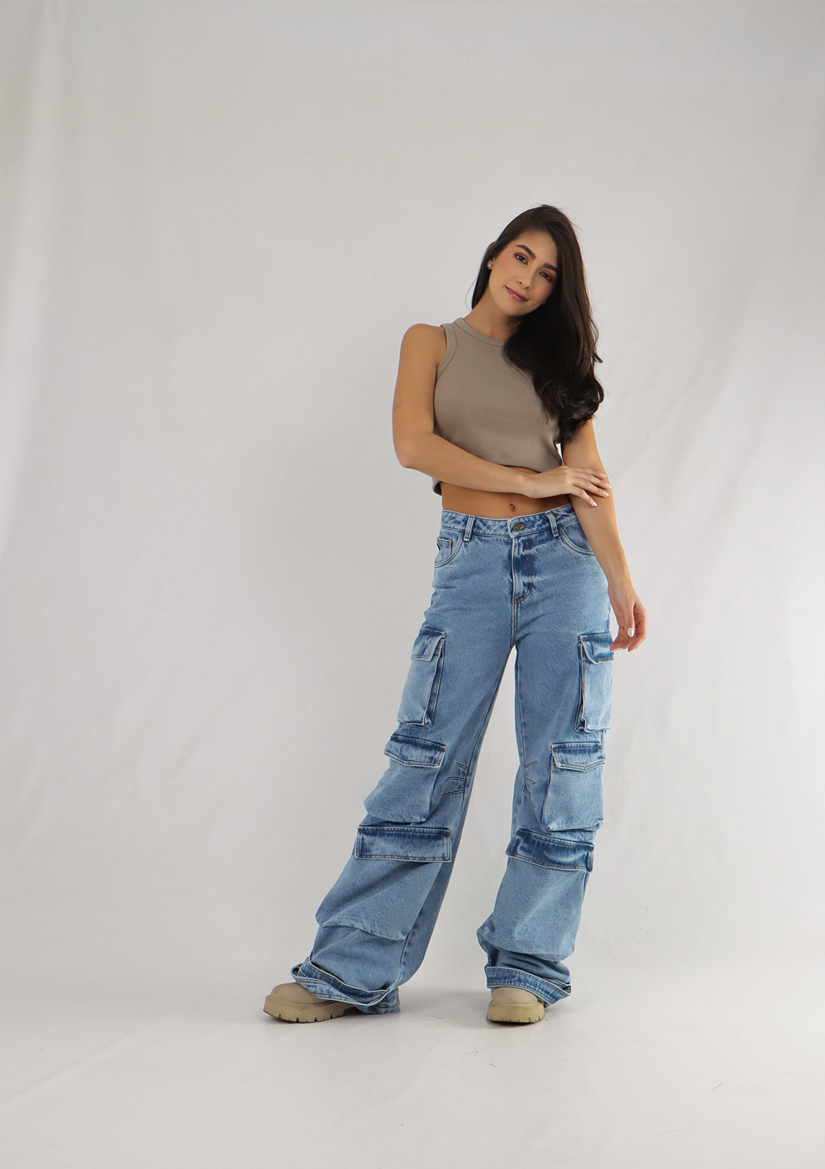 Joy Staz Colombian Jeans Wide Leg Bota Ancha Estilo Cargo Ajuste Perfecto Ref. 715060 Jeans Colombianos