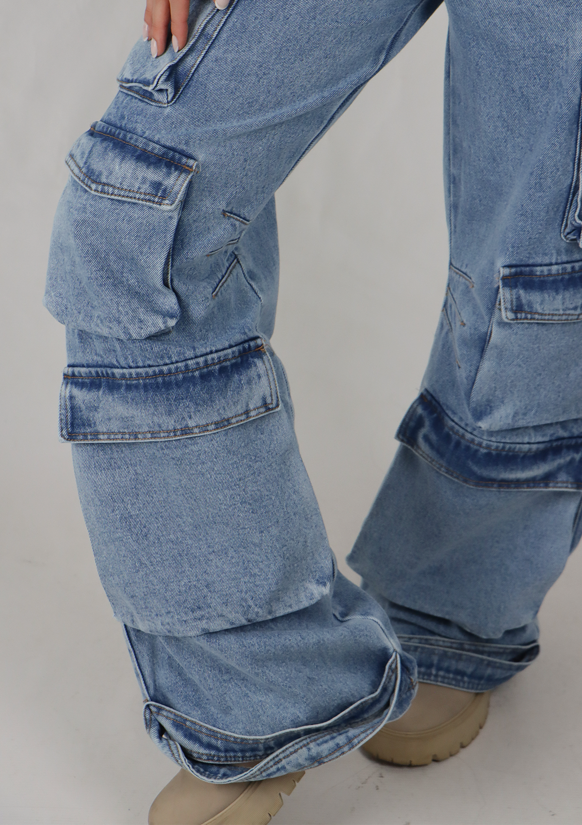 Joy Staz Colombian Jeans Wide Leg Bota Ancha Estilo Cargo Ajuste Perfecto Ref. 715060 Jeans Colombianos