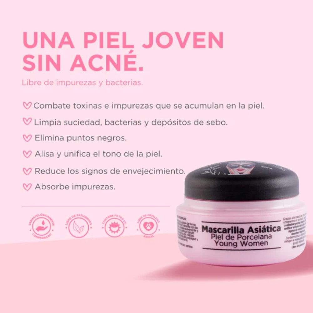 Idunn piel perfecta Mascarilla asiatica piel de porcelana (pieles jovenes) x60ml