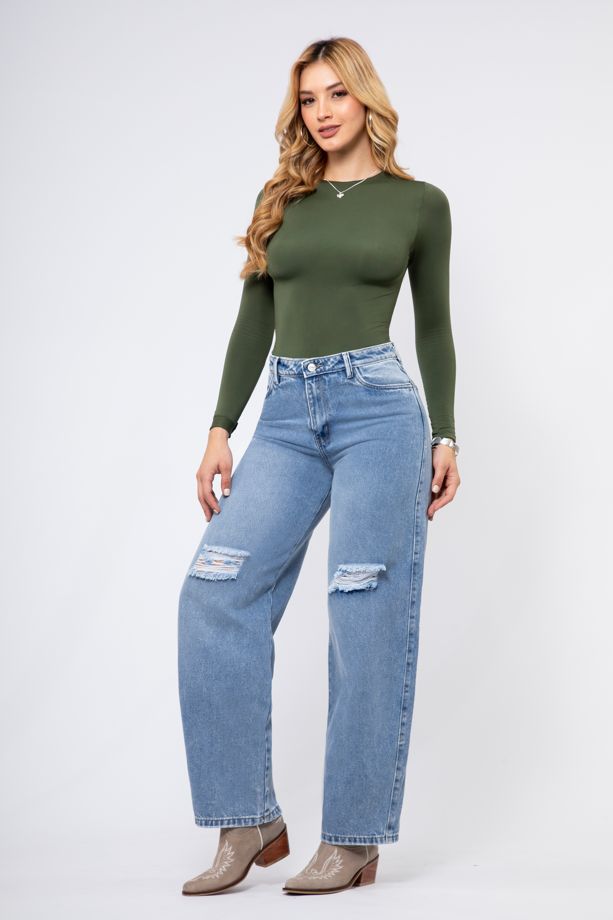 Upfemme Colombian Jeans Barrel Bota Curveada Cintura Alta Realce de Figura REF - Be 2644 Jeans Colombianos